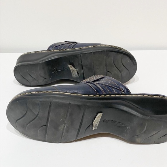 Clarks Bendables Blue Leather Mules Work Shoes 9 - Picture 4 of 8